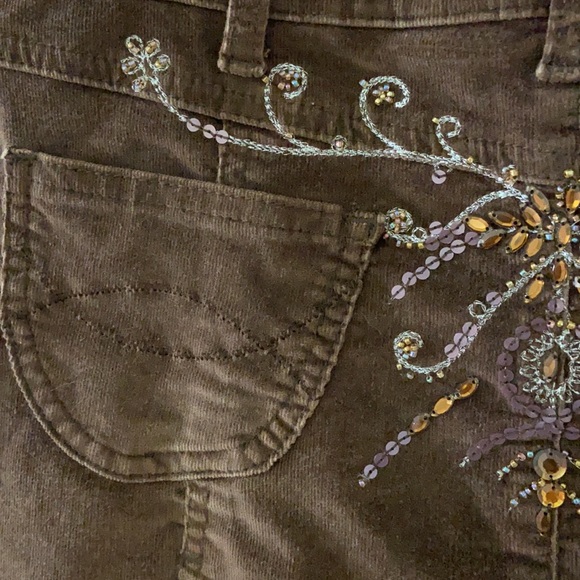 brown sequin pleated corduroy skirt - Picture 5 of 7